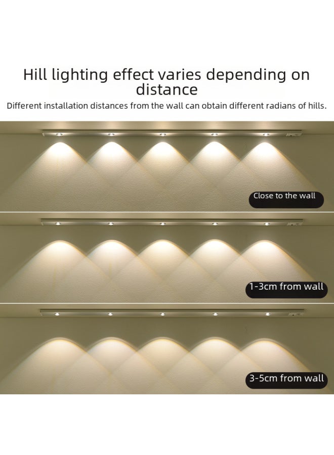 Loquat Black Remote Control Cat's Eye Wave Led Strip Lights Rechargeable Cabinet Showcase Intelligent Body Induction Lights-Light Source Power:0.42W-4W-Light Color:60cm Black - Image 5