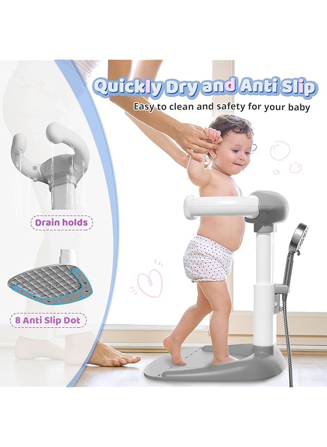 LBMT Baby Shower Stand Support Adjustable Shower Stand Support With Anti Slip Base Bath Helper For Infants & Toddlers (8 36 Months) Smart Water Flow Hug Tower Design Ideal Gift For New Parents - Image 5