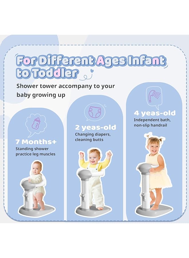 LBMT Baby Shower Stand Support Adjustable Shower Stand Support With Anti Slip Base Bath Helper For Infants & Toddlers (8 36 Months) Smart Water Flow Hug Tower Design Ideal Gift For New Parents - Image 2