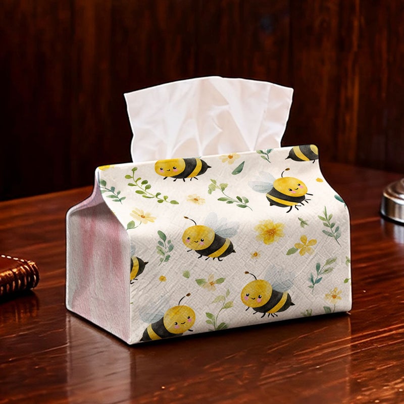 Cute Little Bee Fabric Tissue Box Model A Bedroom Living Room Car Desk Storage Holder - Image 1