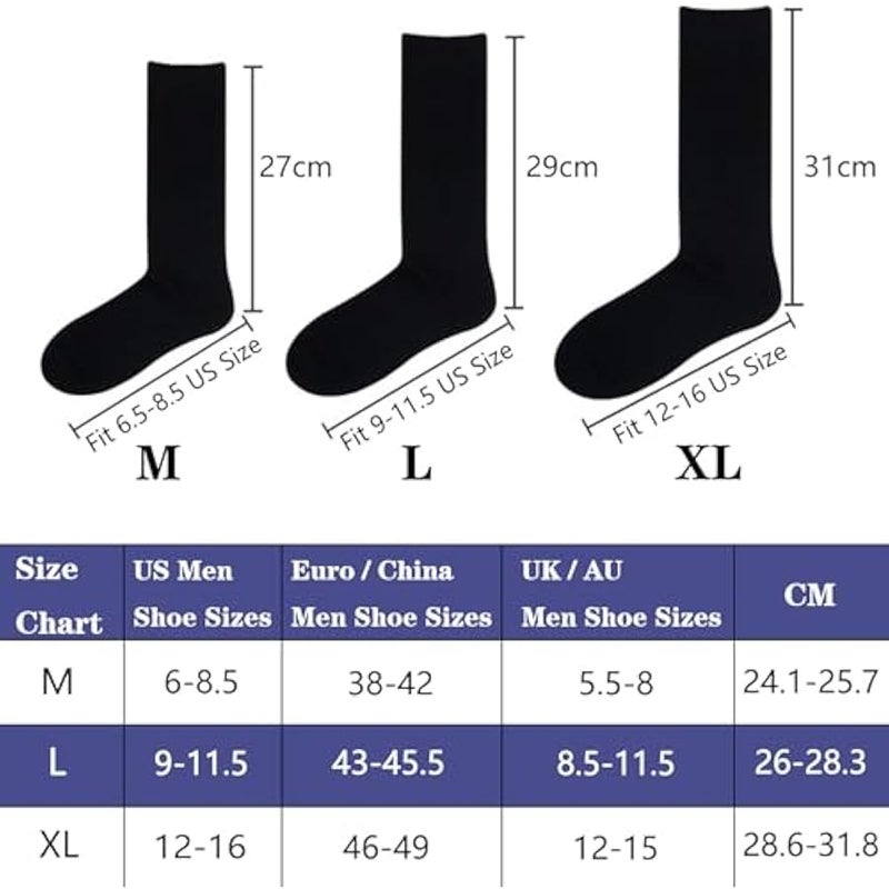 جوارب رسمية بطول منتصف الساق للرجال من بوجان، جوارب طويلة ناعمة وجيدة التهوية ورياضية من القطن، 5 أزواج - Image 3