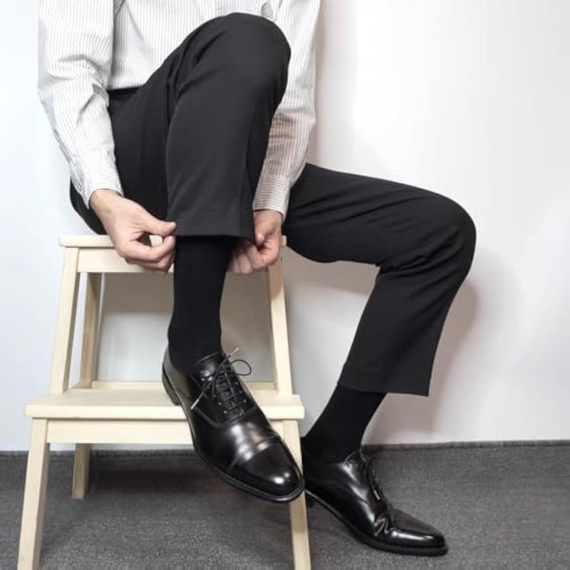 جوارب رسمية بطول منتصف الساق للرجال من بوجان، جوارب طويلة ناعمة وجيدة التهوية ورياضية من القطن، 5 أزواج - Image 4