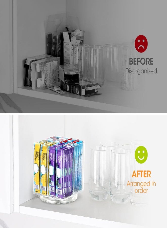 AIEVE Drink Packet Organizer, Lazy Susan Organizer for Water Flavor Packets, Drink Mix Rotating Turntable Sugar Packet Holder Container for Pantry Organizers and Storage, Square - Image 4