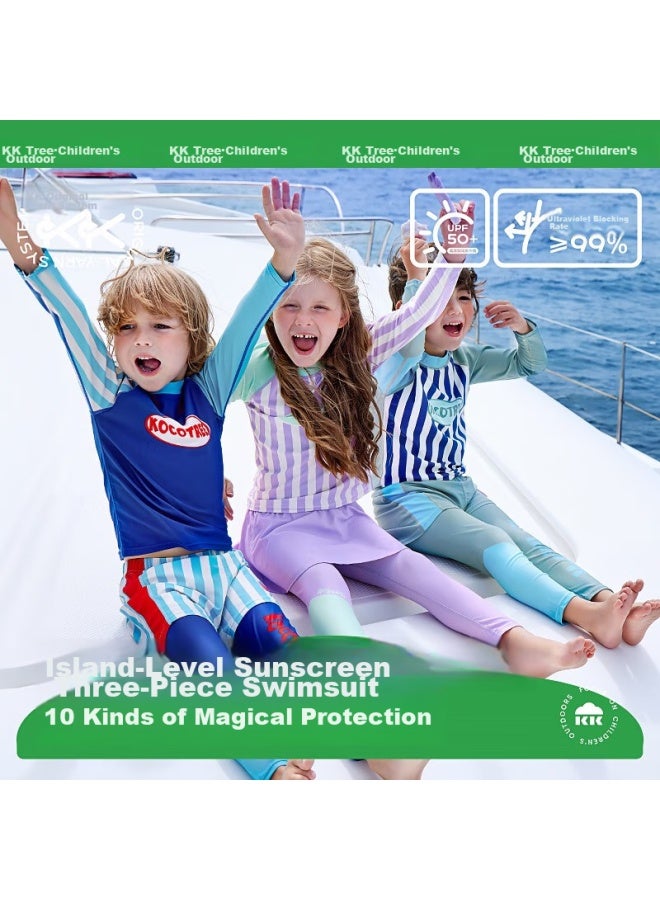 Kocotreekk Children's Swimwear, Girls' Two-piece Swimsuit, Class A Boys' And Girls' Long-sleeve Sun Protection Swimwear, For Older Children - Image 2
