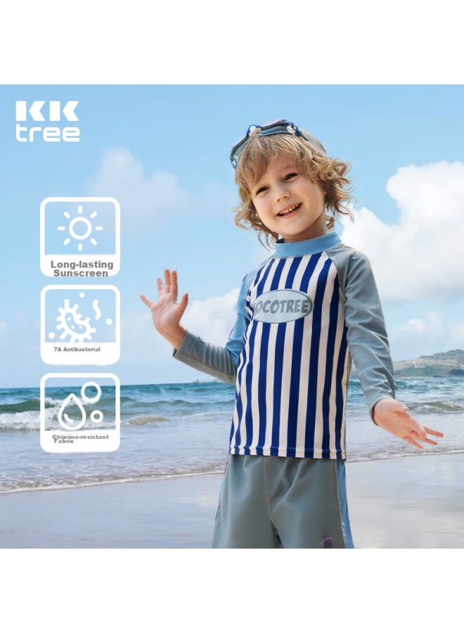 Kocotreekk Children's Swimwear, Girls' Two-piece Swimsuit, Class A Boys' And Girls' Long-sleeve Sun Protection Swimwear, For Older Children - Image 1