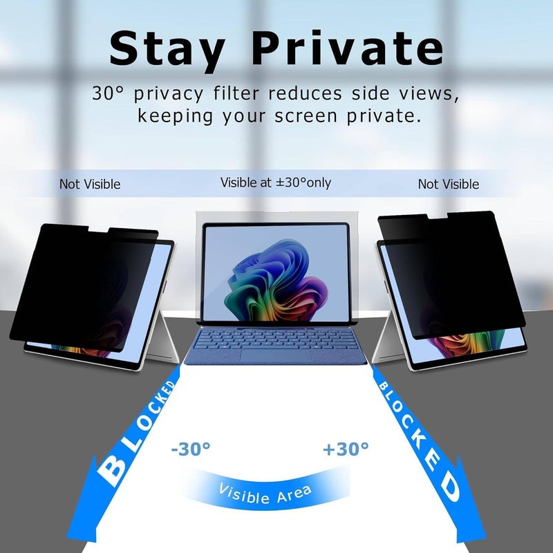 Vurtboly Privacy Screen Protector Compatible with Microsoft Surface Pro 12 2025 12inch, Anti-Spy PET Film Privacy Anti-Glare Anti Blue Light Screen Protector for Surface Pro 12 2025 - Image 2