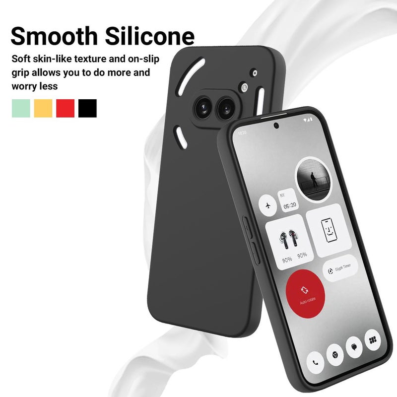 HuHa Protective Cover For Nothing Phone 2a Plus Solid Color Liquid Silicone Dropproof Full Coverage Phone Case(Black) - Image 3