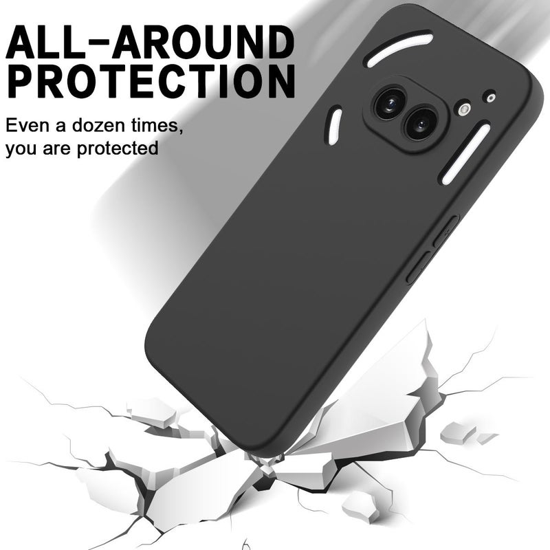 HuHa Protective Cover For Nothing Phone 2a Plus Solid Color Liquid Silicone Dropproof Full Coverage Phone Case(Black) - Image 5