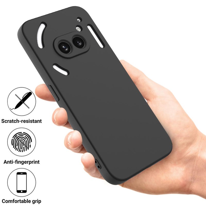 HuHa Protective Cover For Nothing Phone 2a Plus Solid Color Liquid Silicone Dropproof Full Coverage Phone Case(Black) - Image 2