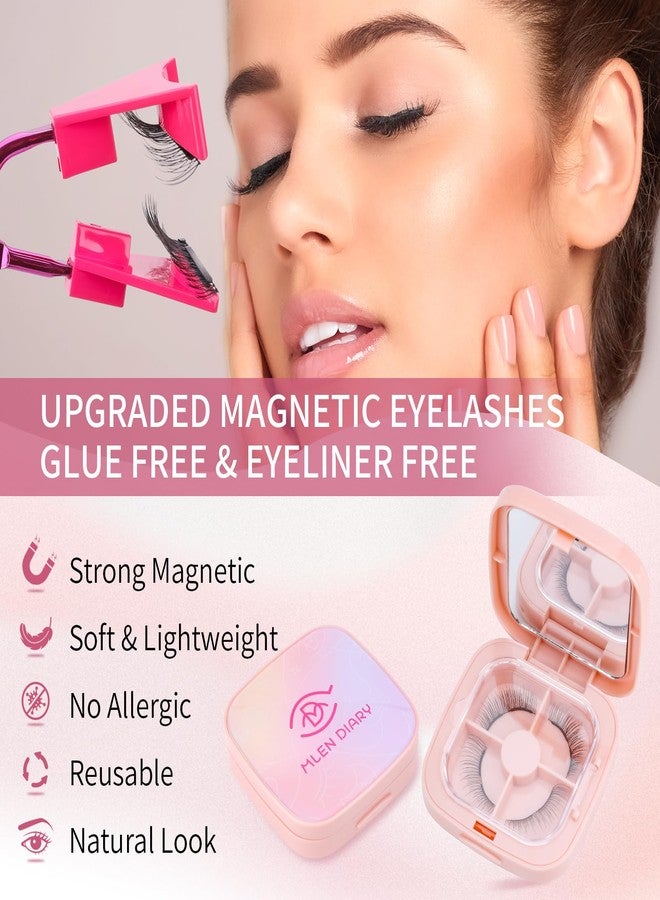 MLEN DIARY Dual Magnetic Eyelashes, Magnetic Eyelashes Without Eyeliner 4D Natural Look Reusable Easy to Wear, Soft Magnets False Eyelashes with Applicator No Glue, Barbie - Image 2