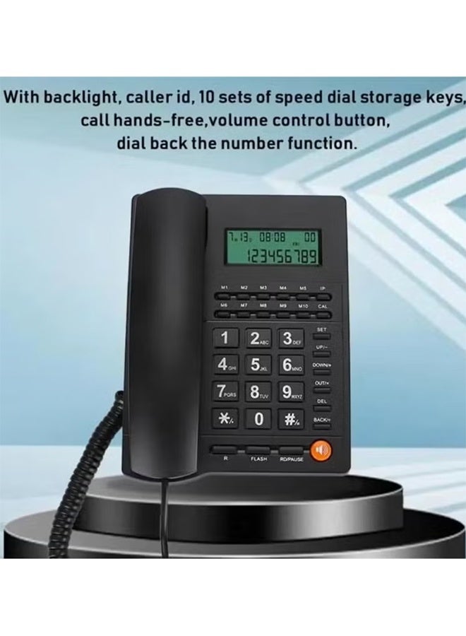PCOMORE Corded Telephone Landline Phone with Caller ID, Large Big Button Wired Desk Phone for Elderly Seniors, Handsfree Speakerphone, LED LCD Display, Loud Ringer, Speed Dial, Home Office Hotel Desktop Phone Black - Image 5