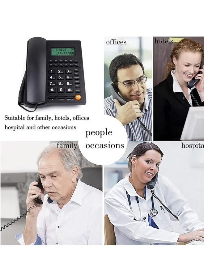 PCOMORE Corded Telephone Landline Phone with Caller ID, Large Big Button Wired Desk Phone for Elderly Seniors, Handsfree Speakerphone, LED LCD Display, Loud Ringer, Speed Dial, Home Office Hotel Desktop Phone Black - Image 4