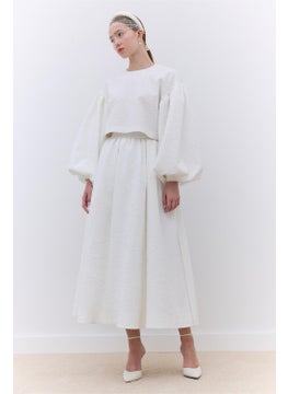 Manuka Pearl Detailed Evening Blouse Ecru  - Image 1