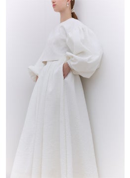 Manuka Pearl Detailed Evening Blouse Ecru  - Image 3