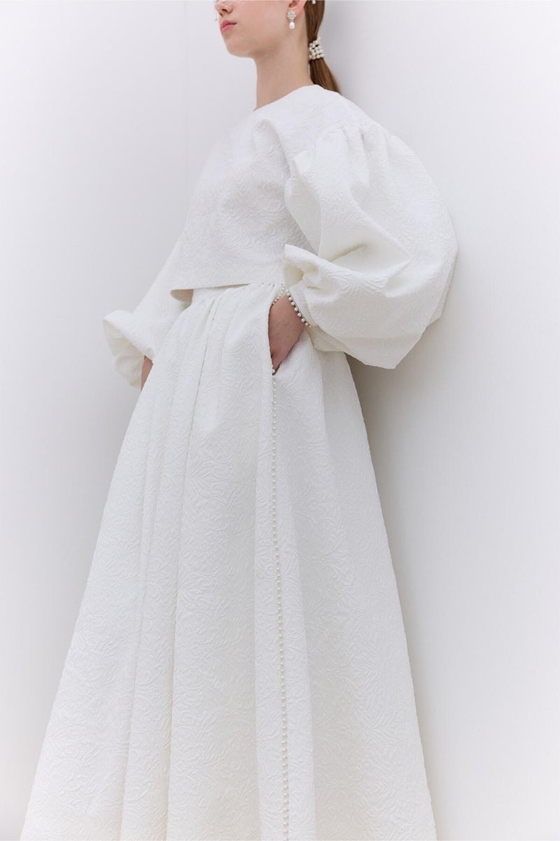 Manuka Pearl Detailed Evening Blouse Ecru  - Image 3