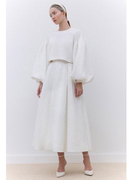 Manuka Pearl Detailed Evening Blouse Ecru  - Image 5