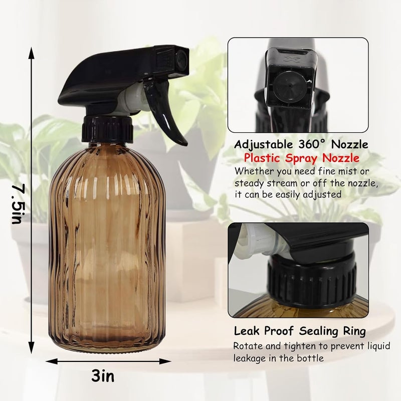 YYTSGG Glass Plant Mister Bottle, 13.5oz Refillable Water Spray Bottle with Adjustable Mist Nozzle for Indoor Flowers, Outdoor Gardening, Cleaning, Hair and Pets Care (Brown) - Image 2