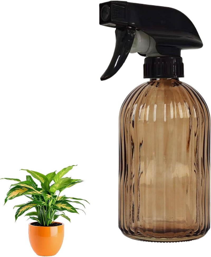 YYTSGG Glass Plant Mister Bottle, 13.5oz Refillable Water Spray Bottle with Adjustable Mist Nozzle for Indoor Flowers, Outdoor Gardening, Cleaning, Hair and Pets Care (Brown) - Image 1