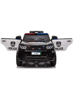 AL BADER Kids Can Sit On Children'S Electric Police Car Large Remote Control Car Rc Car Baby Double Door Double Drive Toy Car Can Ride Battery Car Ride-On Battery Car Policemen Gifts (Black)  - Image 3