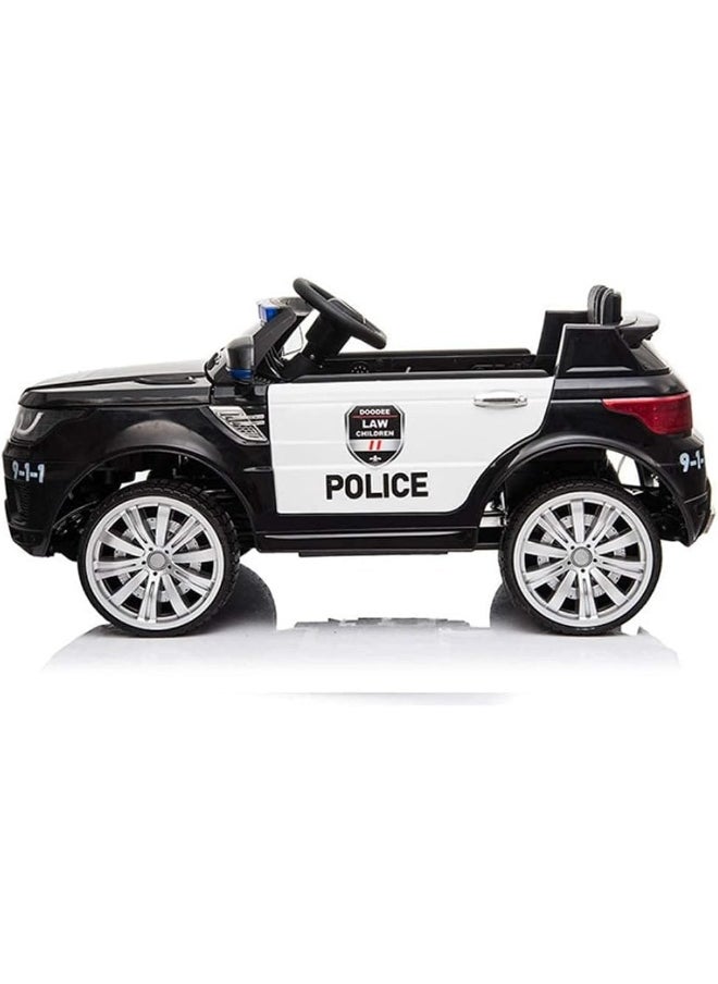 AL BADER Kids Can Sit On Children'S Electric Police Car Large Remote Control Car Rc Car Baby Double Door Double Drive Toy Car Can Ride Battery Car Ride-On Battery Car Policemen Gifts (Black)  - Image 2
