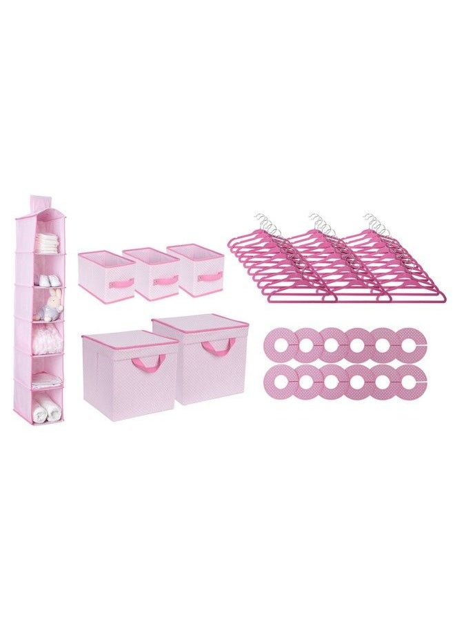 Delta CHILDREN Nursery Storage 48 Piece Set Easy Storage/Organization Solution Keeps Bedroom Nursery & Closet Clean Barely Pink  - Image 1