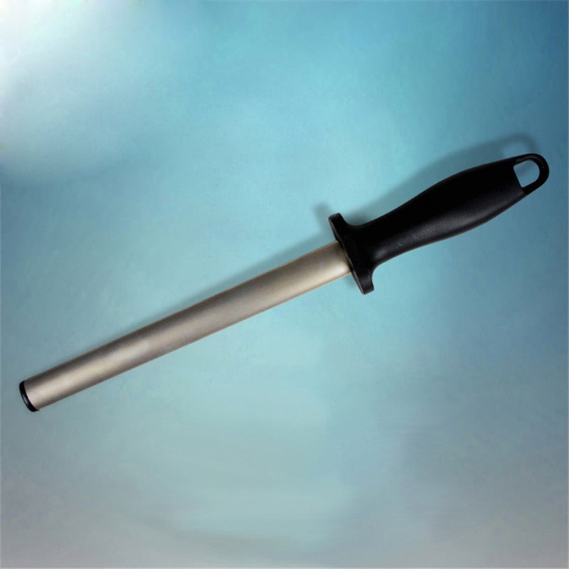 2pcs Carbon Steel Sharpener Rod Honing Steel 12 Inch Rod with Ergonomic Rubber Handle - Image 1