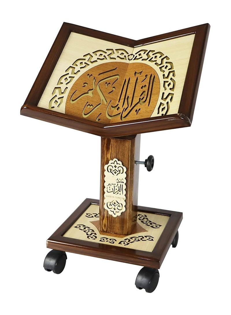 REBENUO Turkish Holy Quran Stand Oak Brown - Image 1