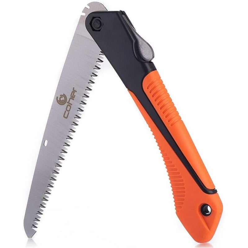coher Folding Hand Saw for Tree Pruning, Camping, Gardening, Hunting. Cutting Wood, PVC, Bone with Ergonomic Handle Design - Image 1