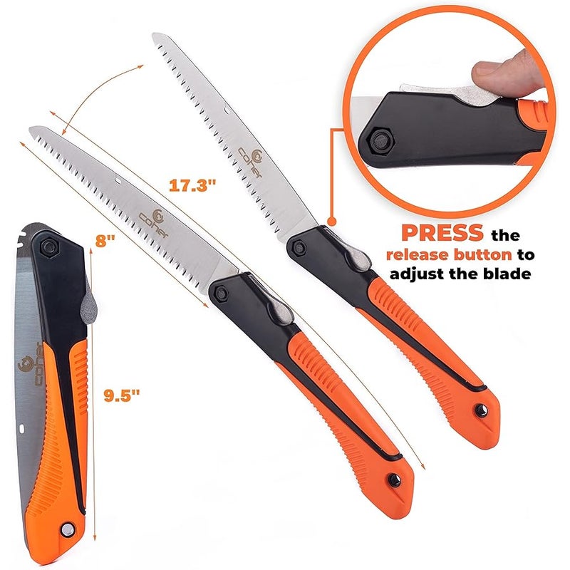 coher Folding Hand Saw for Tree Pruning, Camping, Gardening, Hunting. Cutting Wood, PVC, Bone with Ergonomic Handle Design - Image 3