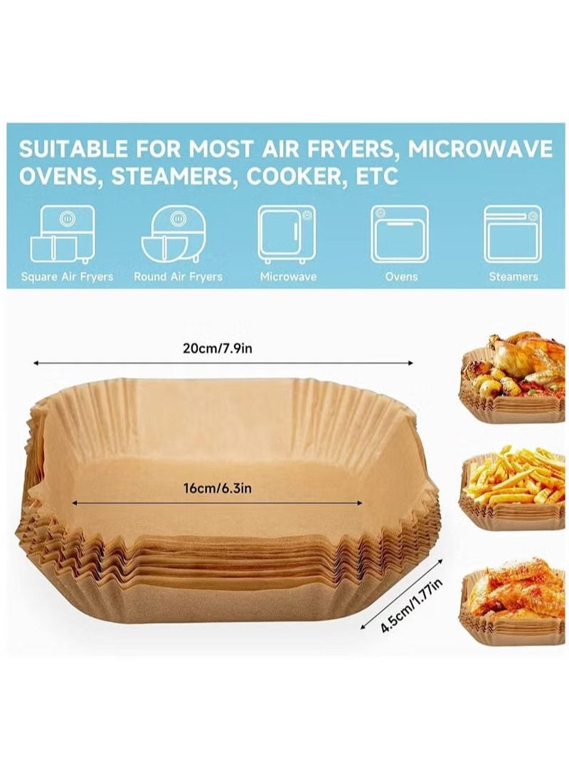 Food Grade - 100Pcs Air Fryer Liners Greaseproof Nonstick Square Parchment Papers - Image 1