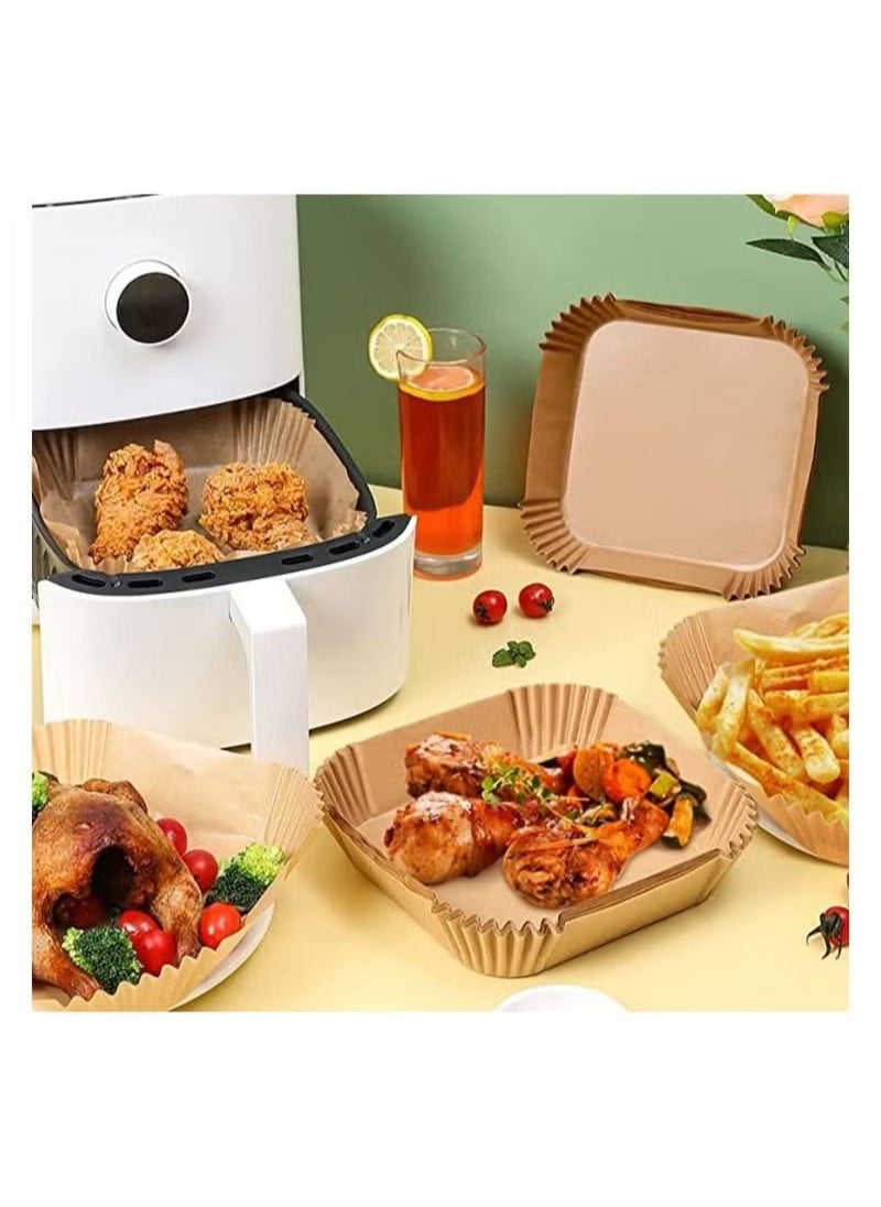 Food Grade - 100Pcs Air Fryer Liners Greaseproof Nonstick Square Parchment Papers - Image 1