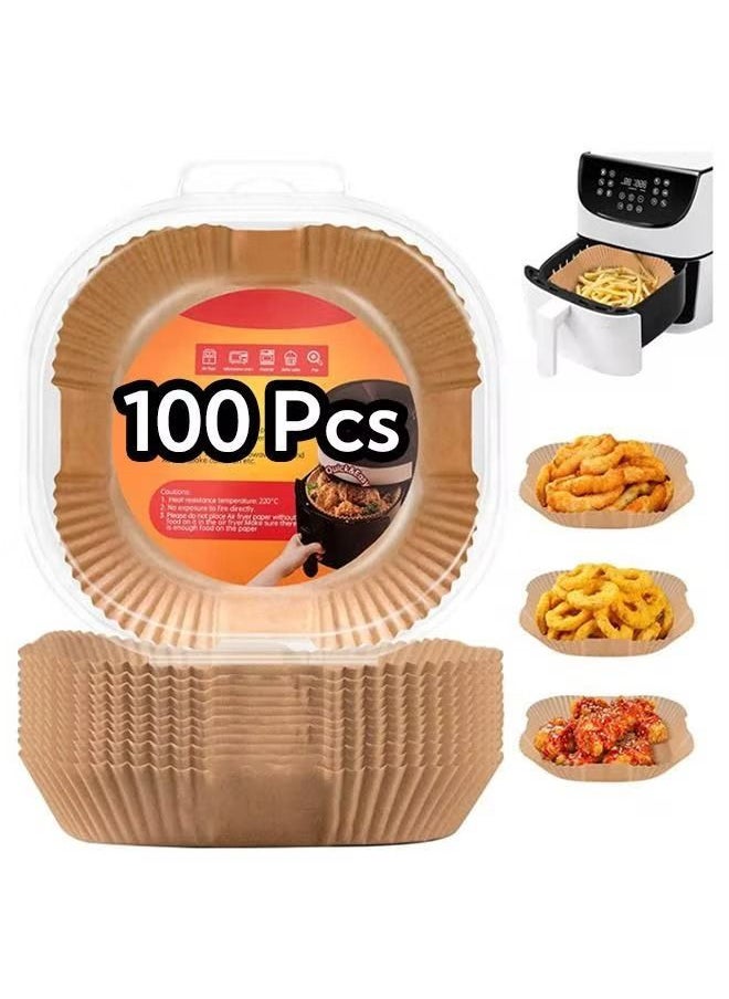 Food Grade - 100Pcs Air Fryer Liners Greaseproof Nonstick Square Parchment Papers - Image 1