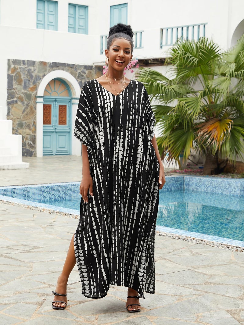 IMAGEKOPE Kaftan for Women Plus Size Bathing Suit Cover up Batwing Dress Loose fit Moroccan Caftan mumu Dresses for Women - Image 2