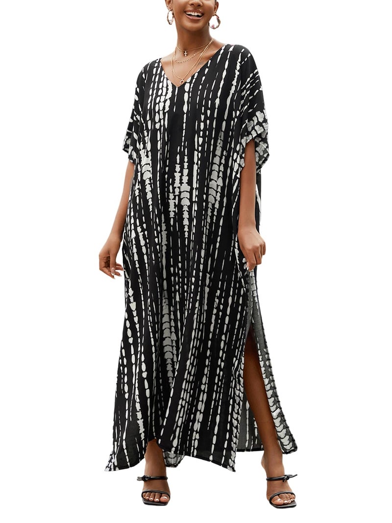 IMAGEKOPE Kaftan for Women Plus Size Bathing Suit Cover up Batwing Dress Loose fit Moroccan Caftan mumu Dresses for Women - Image 1