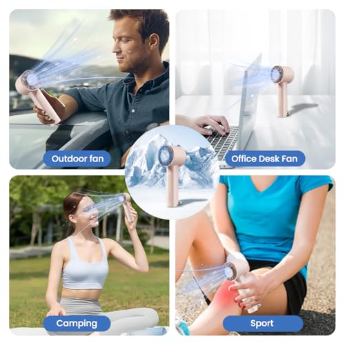 Gaiatop مروحة محمولة صغيرة من Gaiatop، مروحة يدوية قوية، مروحة مكتبية شخصية صغيرة بثلاث سرعات ورياح قوية مع وسادة تبريد بالثلج للتبريد السريع، مروحة USB قابلة لإعادة الشحن للاستخدام الداخلي والخارجي (وردي) - Image 5