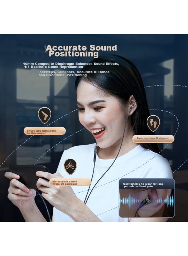 Orange Changao Wired Earphones, In-ear, High-definition Sound Quality, Noise Isolation, Noise Reduction, Compatible With Phones And Computers, For Huawei, Honor, Oppo, Xiaomi, Vivo, Black, 3.5mm Round Plug - Image 3