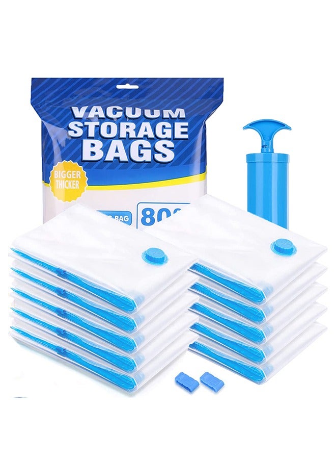 Universal 9-piece reusable vacuum storage bag and travel hand pump, (50*70-3 packs, 60*80-3 packs, 80*100-2 packs, travel hand pump-1 pack) can store quilts/pillows/towels, various daily necessities, and it is more convenient to use with electric pumps. - Image 1