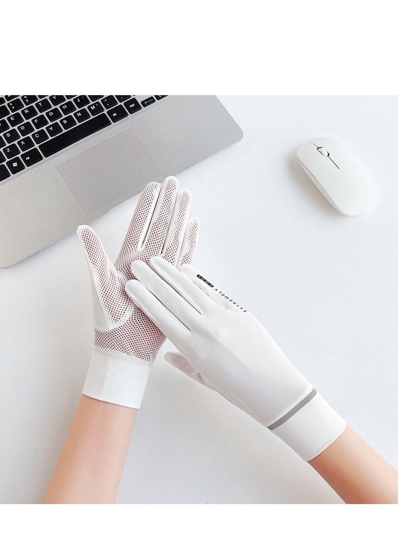 1-Pair UV Protection Summer Sunscreen Gloves White - Image 2