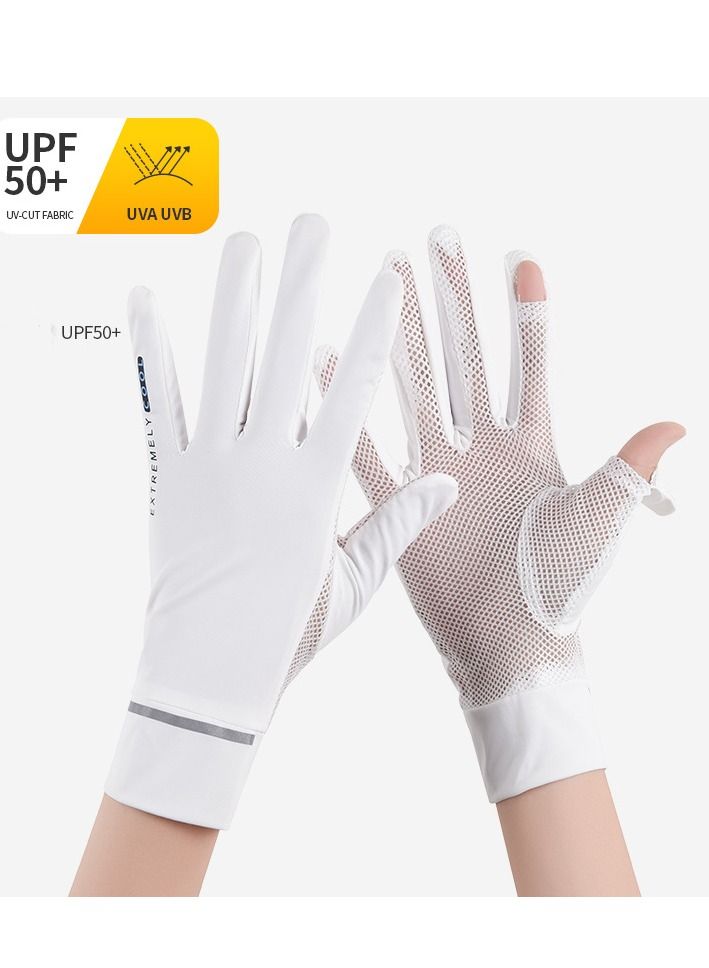 1-Pair UV Protection Summer Sunscreen Gloves White - Image 1