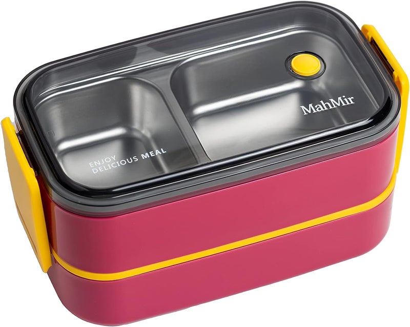 MahMir Stainless Steel Lunch Box - Insulated Bento Box Multifunctional-Containers Lunch Box Containers with 2 Compartments & Tableware(304 stainless steel 2 compartments lunch box (Red) - Image 1