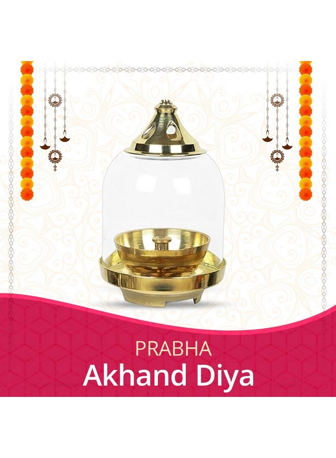 Klassic Klassic Prabha Medium Diya | Curved Diya with Borosilicate Glass Shade | Diya for Pooja, Home Decoration & Gifts & Gold Lid for Jyoti Lighting in Bedroom & Mandir - Image 5