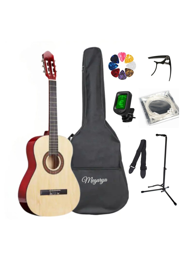 34” Classical Guitar with Nylon Strings Acoustic Guitar with Truss Rod for Beginner Professional with Bag, Strap, Capo, Picks, Strings, Tuner, Single Guitar Holder (Natural) - pzsku/Z1CE3CBC1D53DC6C49801Z/45/_/1704011128/9601bc4c-8f73-4c1d-a1bd-22620bc07248