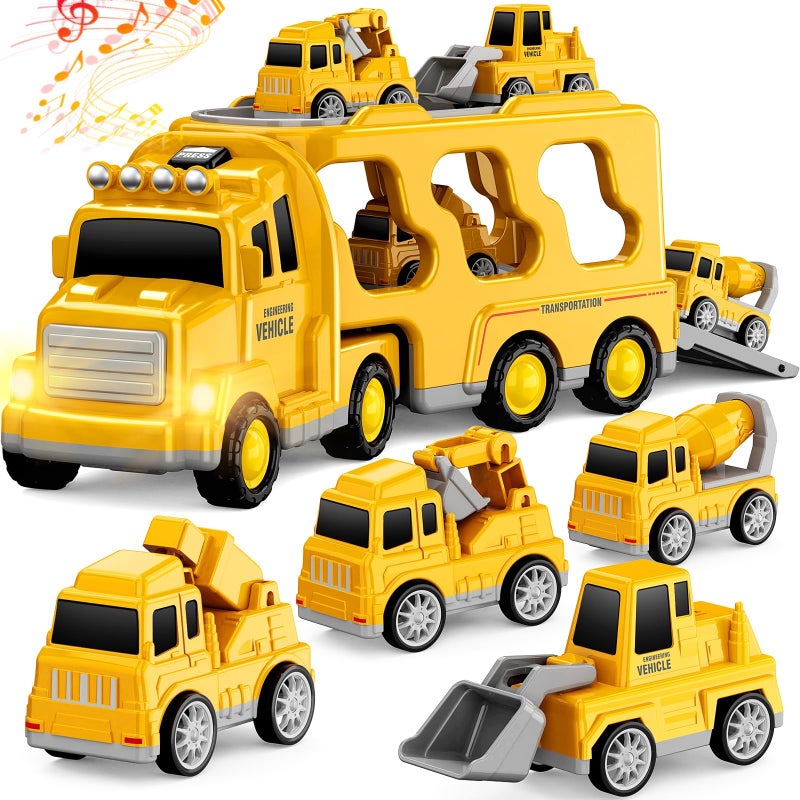 FunMission Toddlers Construction Toys for Kids 39 Year Old5 in 1 Friction Power Vehicle Car for 3 4 5 6 7 Years Old Boys GirlsCarrier Truck Transport Toys for Christmas and Birthday Gifts - Image 3