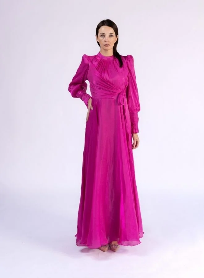 Fashonara Layered A-Line Modest Dress with Crystal Bowed Sleeves