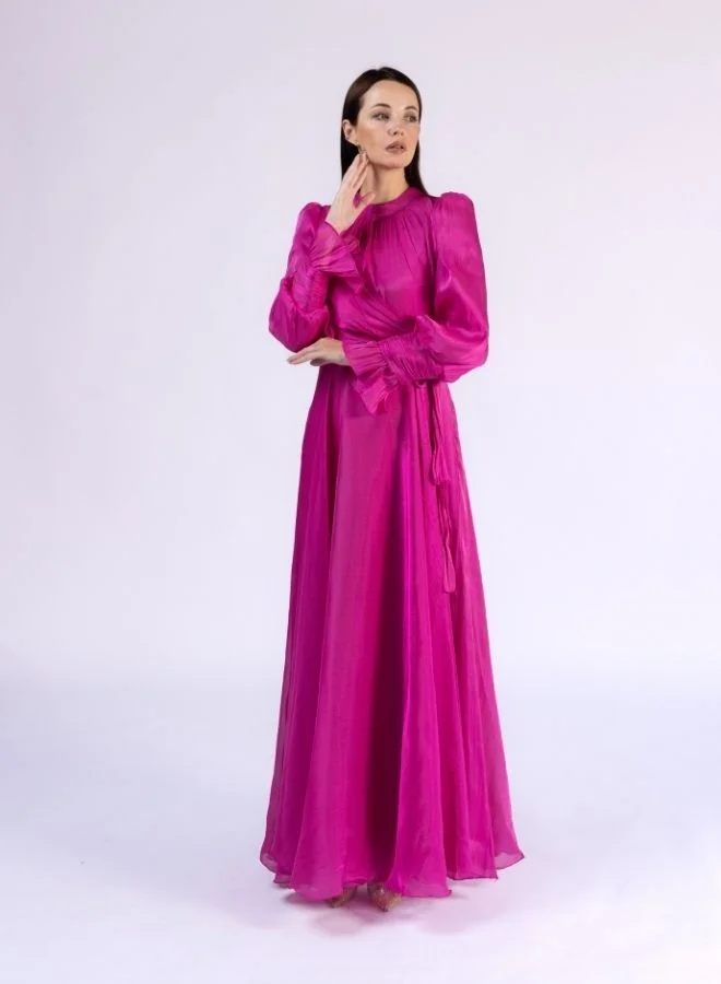 Fashonara Layered A-Line Modest Dress with Crystal Bowed Sleeves