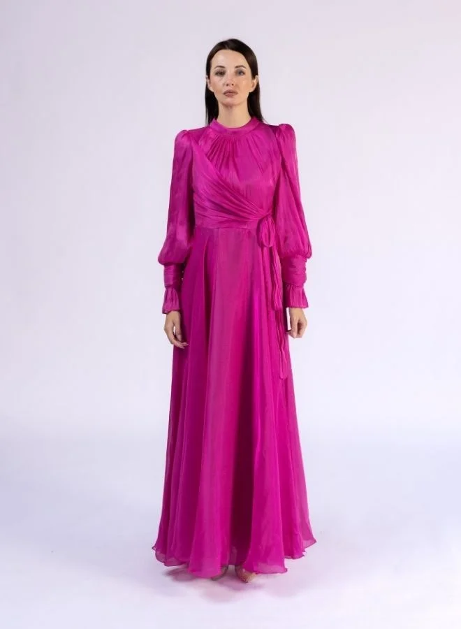 Fashonara Layered A-Line Modest Dress with Crystal Bowed Sleeves