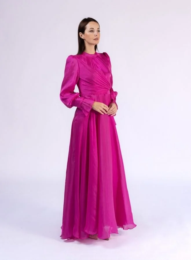 Fashonara Layered A-Line Modest Dress with Crystal Bowed Sleeves