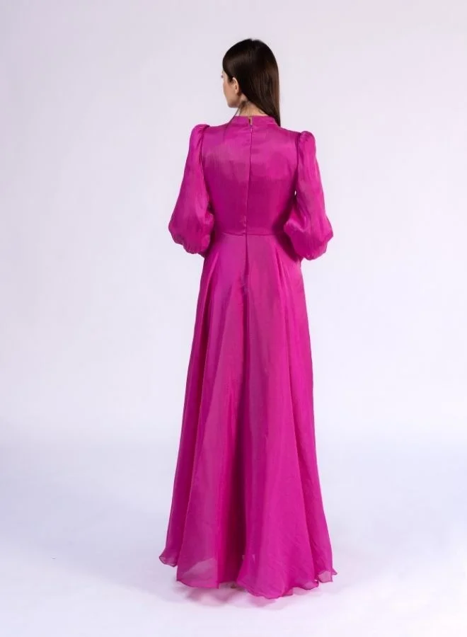 Fashonara Layered A-Line Modest Dress with Crystal Bowed Sleeves
