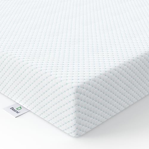 Dourxi Mini Crib Mattress, 38x24x4 Inch Dual Sided 2-Stage Firmness Portable Baby Mattress for Mini, with Cooling Gel Memory Foam, Waterproof & Washable Cover and Non-Slip Base, White - Image 1