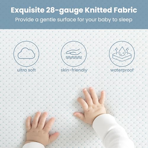 Dourxi Mini Crib Mattress, 38x24x4 Inch Dual Sided 2-Stage Firmness Portable Baby Mattress for Mini, with Cooling Gel Memory Foam, Waterproof & Washable Cover and Non-Slip Base, White - Image 2